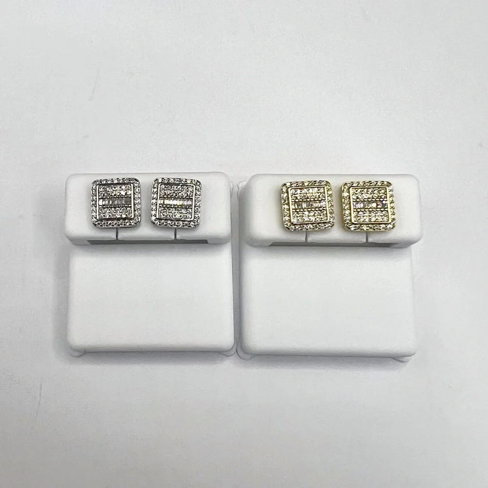 925 Sterling Silver 0.68CT MOISSANITE Square Screw Back Stud Earrings